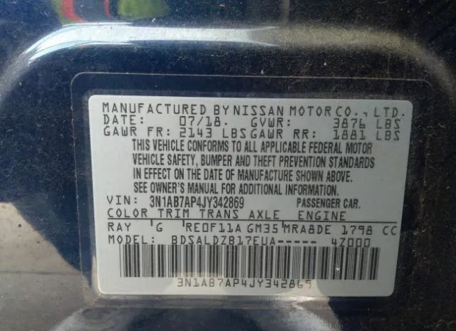 Photo 8 VIN: 3N1AB7AP4JY342869 - NISSAN SENTRA 