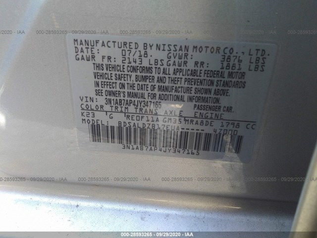 Photo 8 VIN: 3N1AB7AP4JY347165 - NISSAN SENTRA 