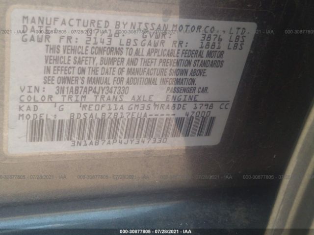 Photo 8 VIN: 3N1AB7AP4JY347330 - NISSAN SENTRA 