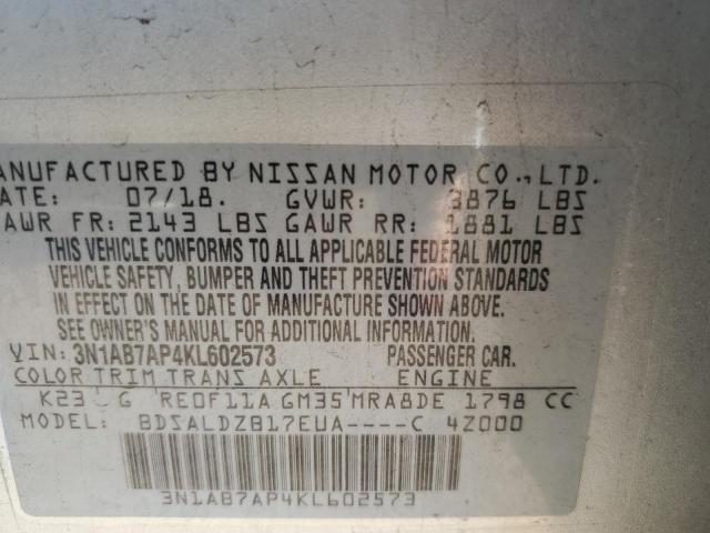 Photo 11 VIN: 3N1AB7AP4KL602573 - NISSAN SENTRA S 