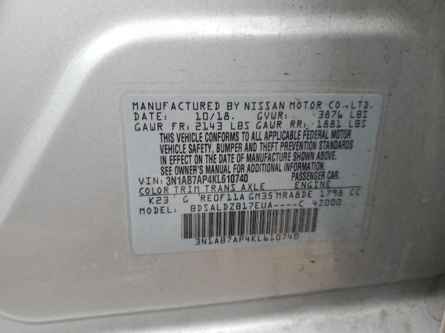 Photo 11 VIN: 3N1AB7AP4KL610740 - NISSAN SENTRA S 