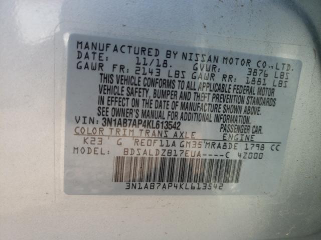 Photo 9 VIN: 3N1AB7AP4KL613542 - NISSAN SENTRA S 