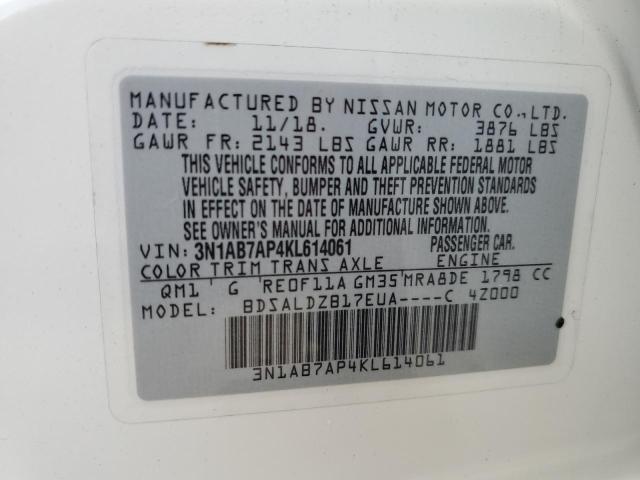 Photo 11 VIN: 3N1AB7AP4KL614061 - NISSAN SENTRA S 