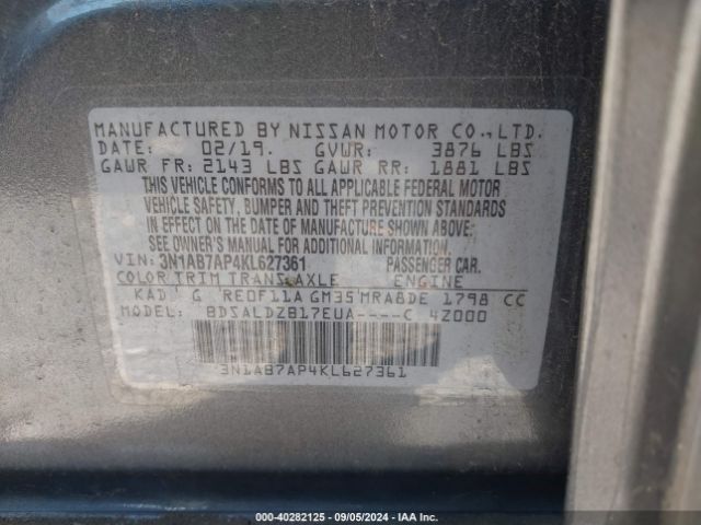 Photo 8 VIN: 3N1AB7AP4KL627361 - NISSAN SENTRA 