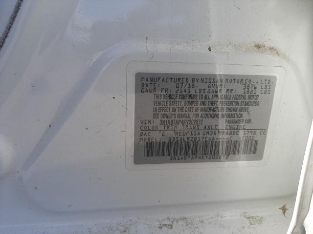 Photo 9 VIN: 3N1AB7AP4KY202872 - NISSAN SENTRA S 