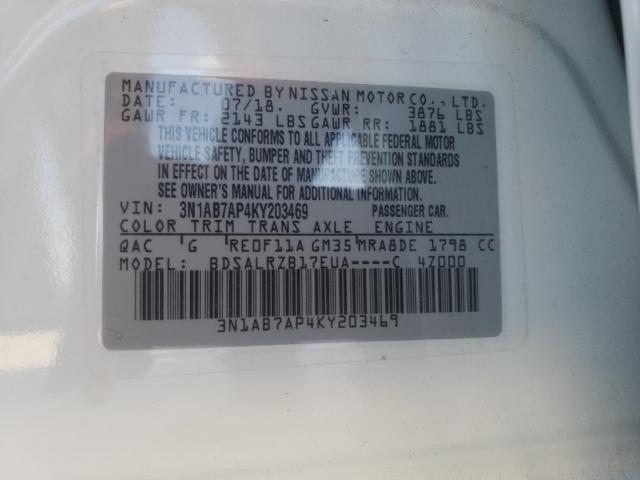 Photo 9 VIN: 3N1AB7AP4KY203469 - NISSAN SENTRA S 