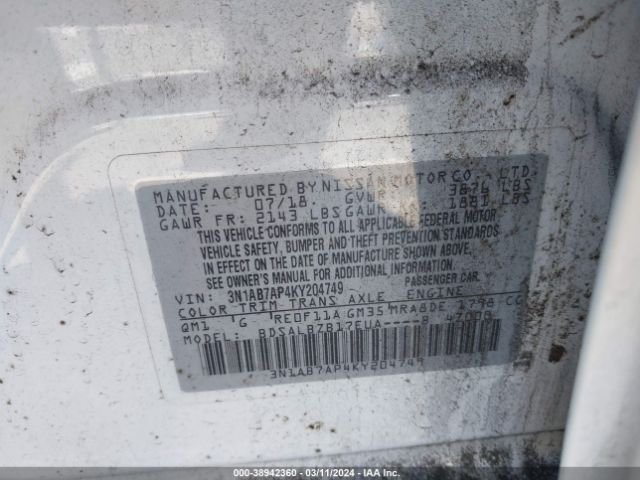 Photo 8 VIN: 3N1AB7AP4KY204749 - NISSAN SENTRA 