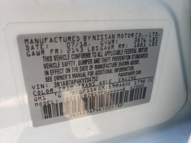 Photo 9 VIN: 3N1AB7AP4KY204752 - NISSAN SENTRA S 