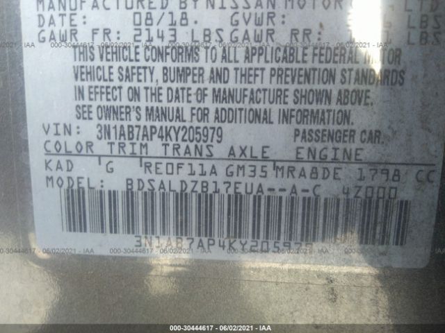 Photo 8 VIN: 3N1AB7AP4KY205979 - NISSAN SENTRA 