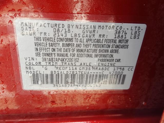 Photo 9 VIN: 3N1AB7AP4KY206162 - NISSAN SENTRA S 