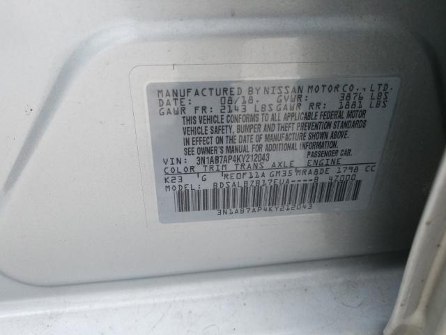 Photo 9 VIN: 3N1AB7AP4KY212043 - NISSAN SENTRA S 