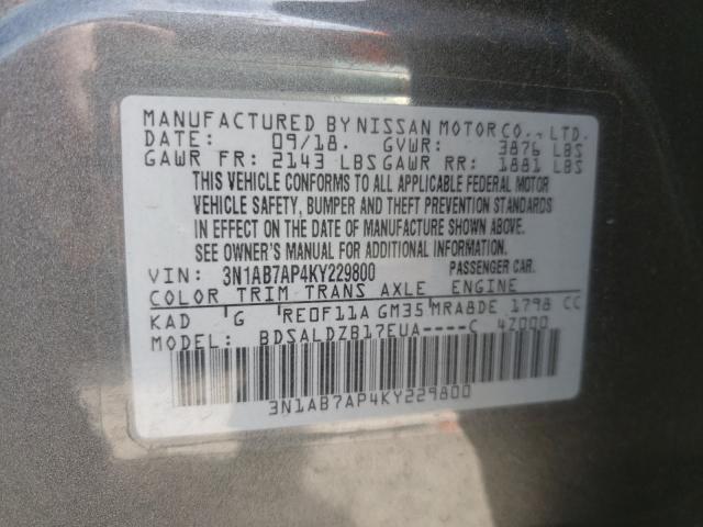 Photo 9 VIN: 3N1AB7AP4KY229800 - NISSAN SENTRA S 