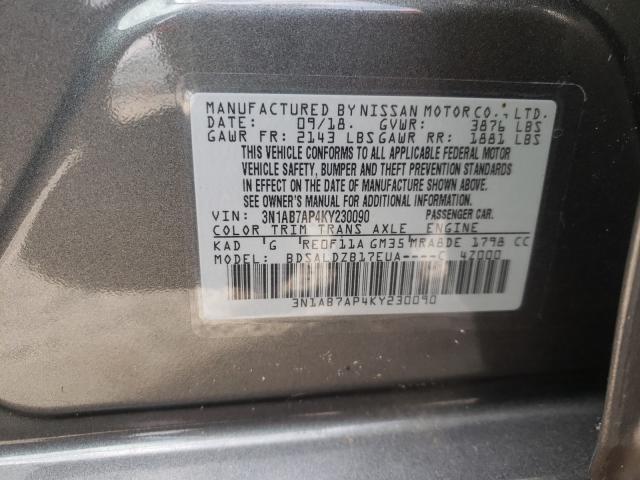 Photo 9 VIN: 3N1AB7AP4KY230090 - NISSAN SENTRA S 