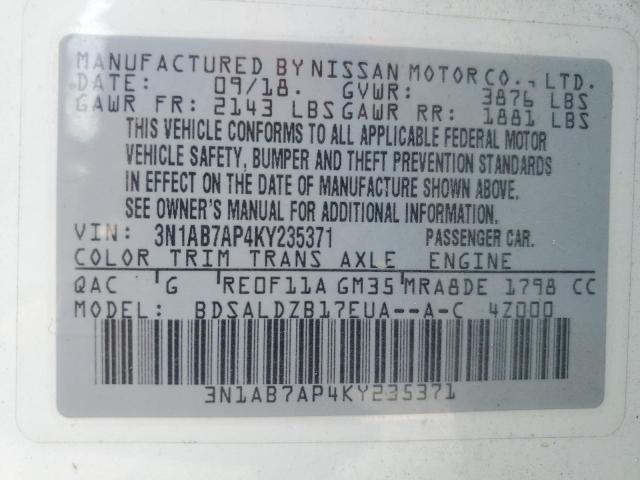 Photo 11 VIN: 3N1AB7AP4KY235371 - NISSAN SENTRA 