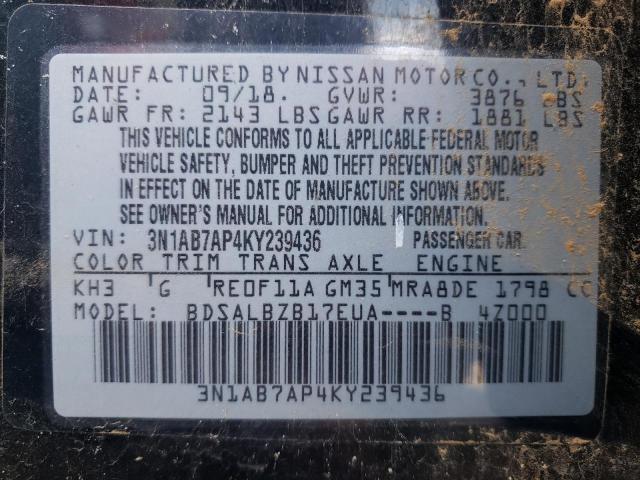 Photo 9 VIN: 3N1AB7AP4KY239436 - NISSAN SENTRA S 