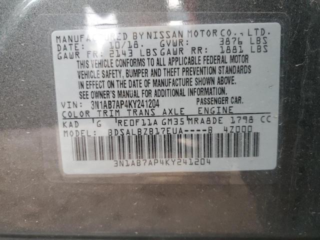 Photo 11 VIN: 3N1AB7AP4KY241204 - NISSAN SENTRA S 