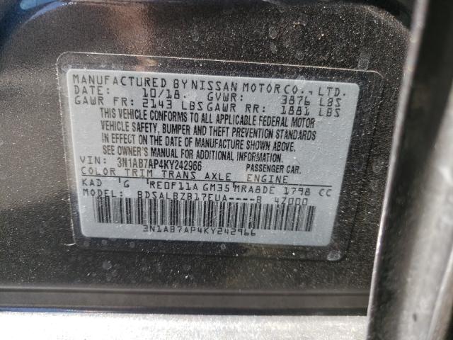 Photo 9 VIN: 3N1AB7AP4KY242966 - NISSAN SENTRA S 