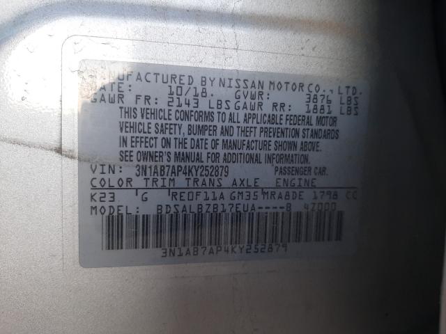 Photo 9 VIN: 3N1AB7AP4KY252879 - NISSAN SENTRA 