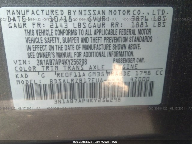 Photo 8 VIN: 3N1AB7AP4KY256298 - NISSAN SENTRA 