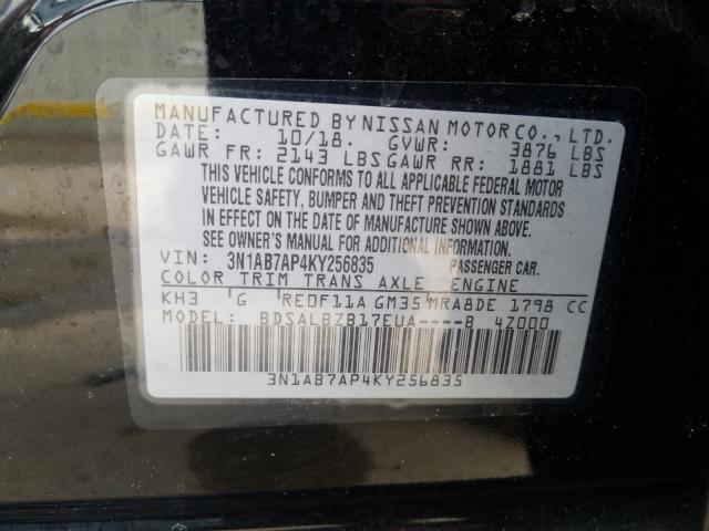 Photo 9 VIN: 3N1AB7AP4KY256835 - NISSAN SENTRA S 