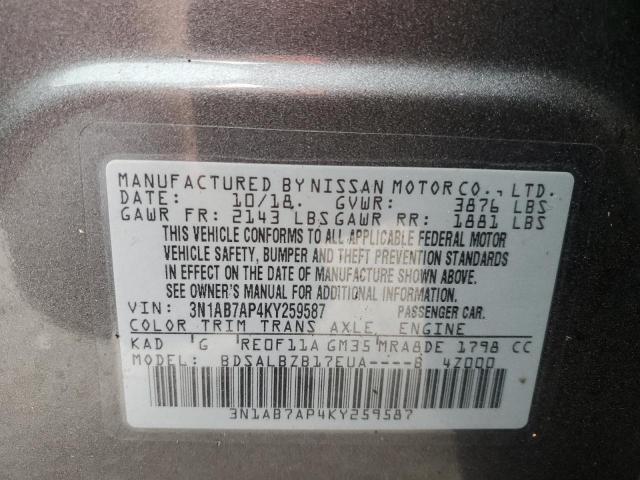 Photo 9 VIN: 3N1AB7AP4KY259587 - NISSAN SENTRA S 