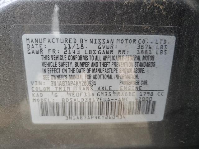 Photo 12 VIN: 3N1AB7AP4KY260934 - NISSAN SENTRA 