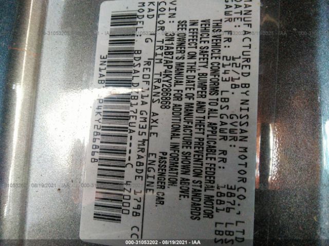 Photo 8 VIN: 3N1AB7AP4KY286868 - NISSAN SENTRA 