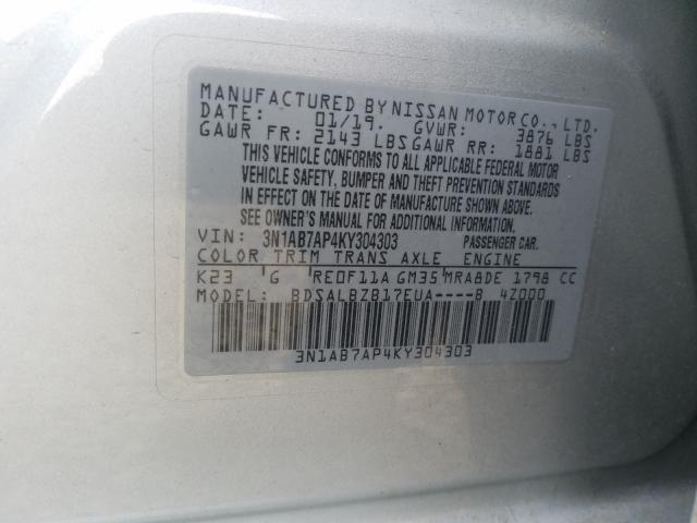 Photo 9 VIN: 3N1AB7AP4KY304303 - NISSAN SENTRA S 