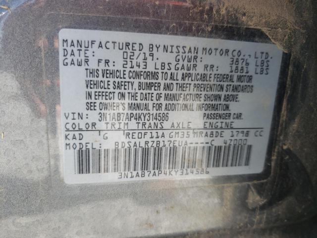 Photo 12 VIN: 3N1AB7AP4KY314586 - NISSAN SENTRA S 