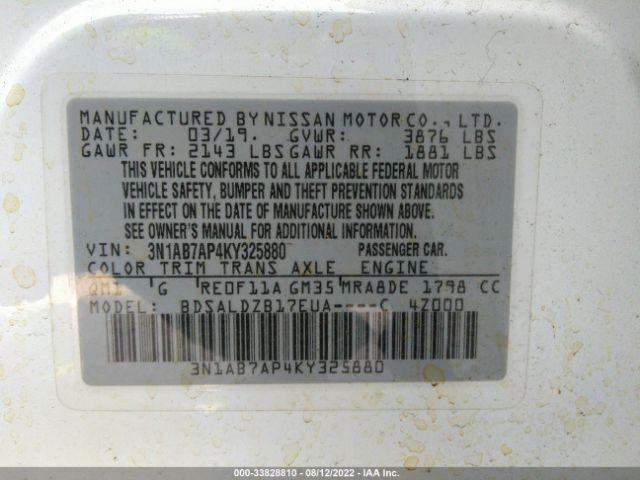 Photo 8 VIN: 3N1AB7AP4KY325880 - NISSAN SENTRA 