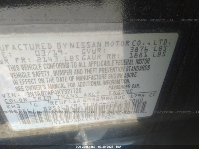 Photo 8 VIN: 3N1AB7AP4KY327726 - NISSAN SENTRA 