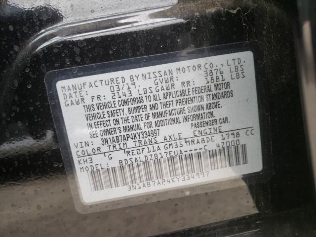 Photo 9 VIN: 3N1AB7AP4KY334997 - NISSAN SENTRA S 