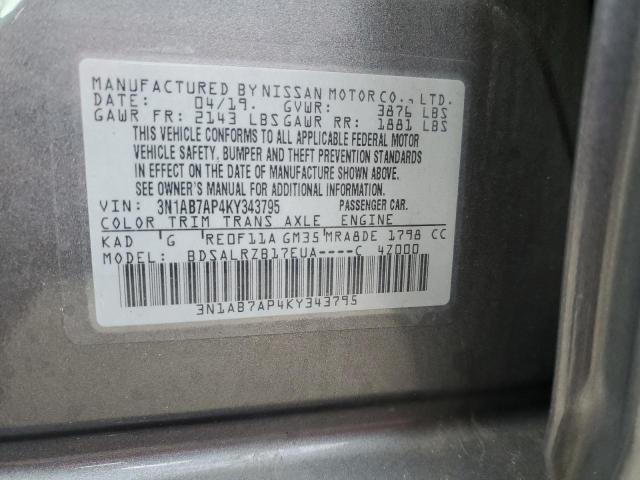 Photo 11 VIN: 3N1AB7AP4KY343795 - NISSAN SENTRA S 