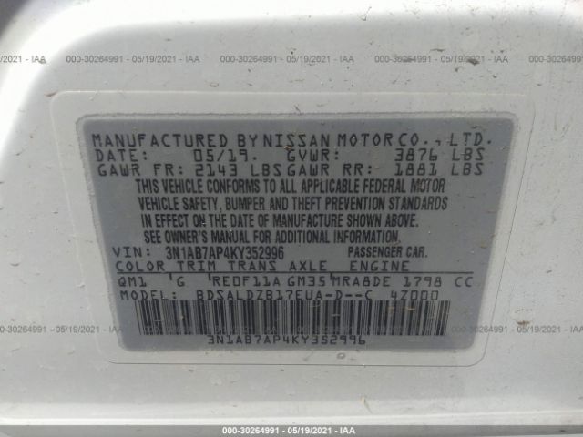 Photo 8 VIN: 3N1AB7AP4KY352996 - NISSAN SENTRA 