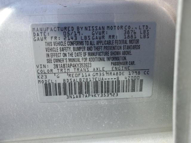 Photo 9 VIN: 3N1AB7AP4KY353923 - NISSAN SENTRA S 