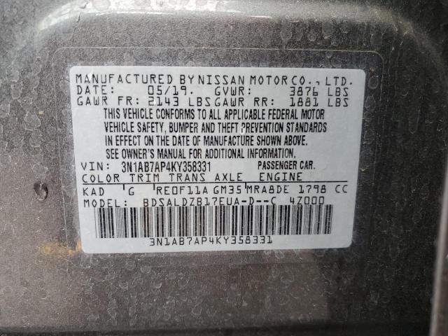 Photo 11 VIN: 3N1AB7AP4KY358331 - NISSAN SENTRA S 