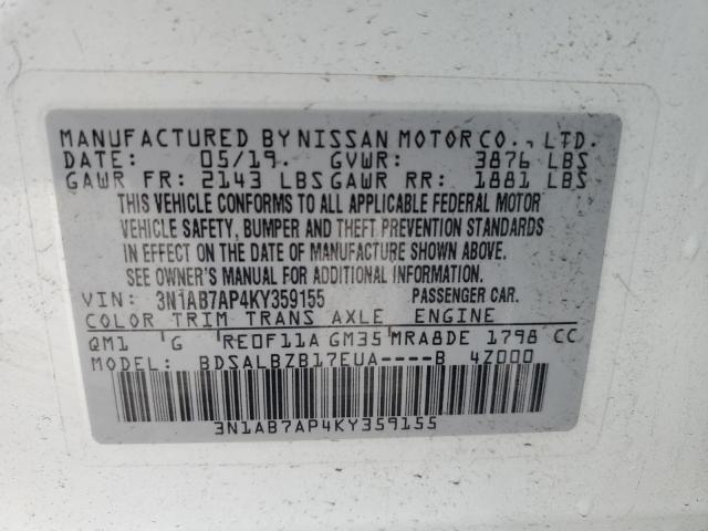 Photo 11 VIN: 3N1AB7AP4KY359155 - NISSAN SENTRA 