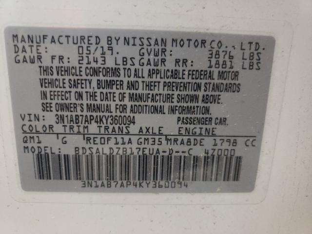 Photo 9 VIN: 3N1AB7AP4KY360094 - NISSAN SENTRA S 