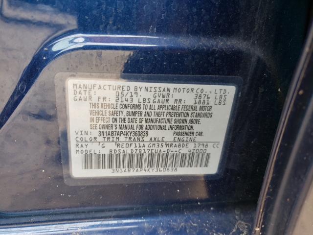 Photo 9 VIN: 3N1AB7AP4KY360838 - NISSAN SENTRA S 