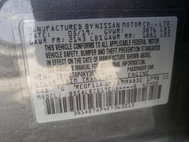 Photo 9 VIN: 3N1AB7AP4KY363013 - NISSAN SENTRA S 