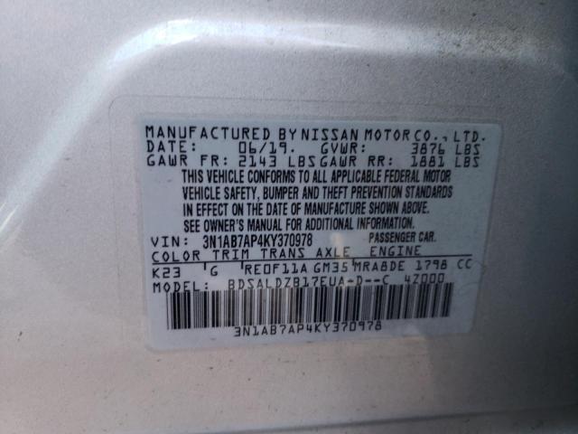 Photo 11 VIN: 3N1AB7AP4KY370978 - NISSAN SENTRA 