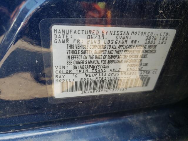 Photo 9 VIN: 3N1AB7AP4KY377459 - NISSAN SENTRA S 