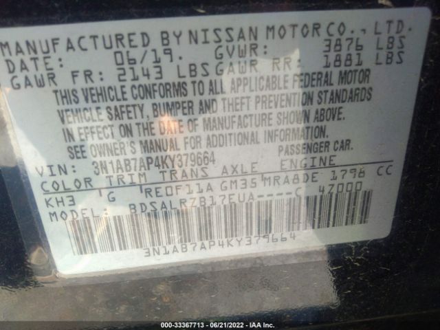 Photo 8 VIN: 3N1AB7AP4KY379664 - NISSAN SENTRA 