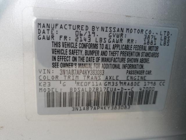 Photo 11 VIN: 3N1AB7AP4KY383083 - NISSAN SENTRA 