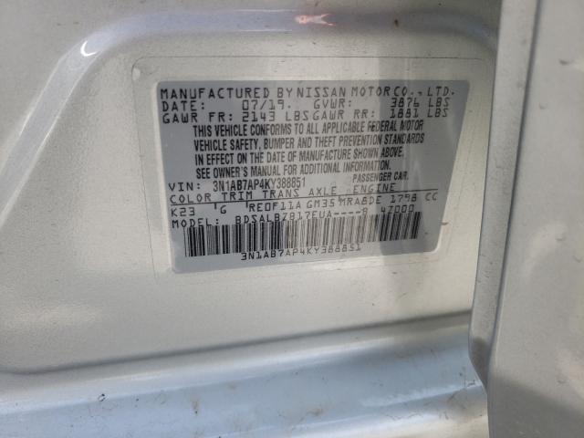 Photo 9 VIN: 3N1AB7AP4KY388851 - NISSAN SENTRA S 