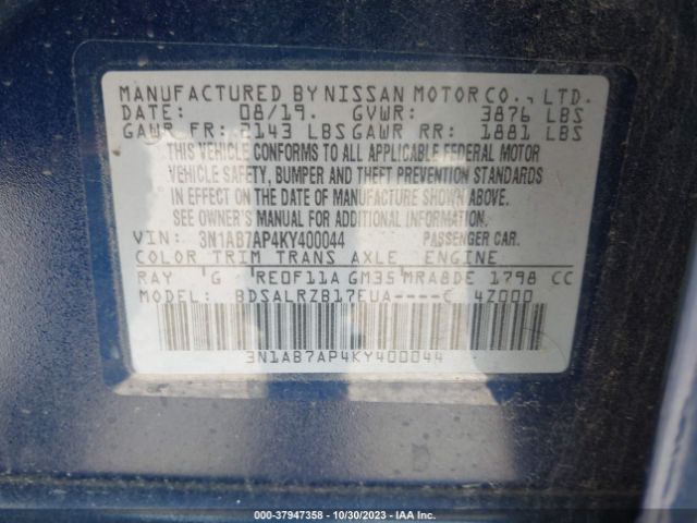 Photo 8 VIN: 3N1AB7AP4KY400044 - NISSAN SENTRA 