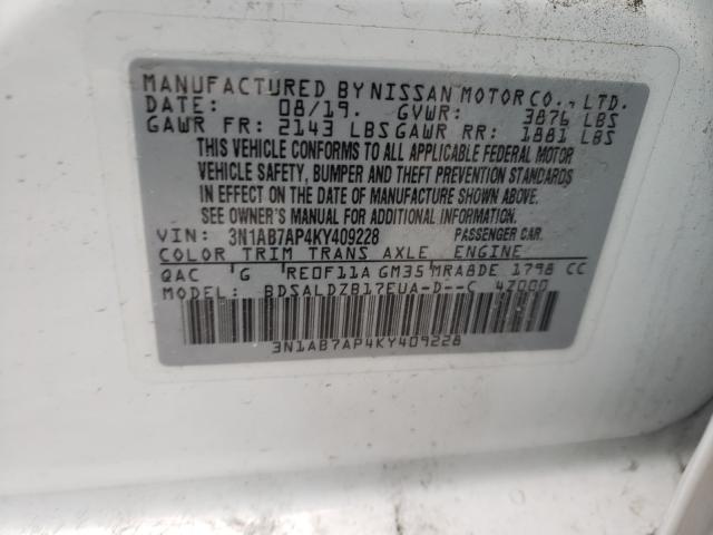 Photo 9 VIN: 3N1AB7AP4KY409228 - NISSAN SENTRA S 