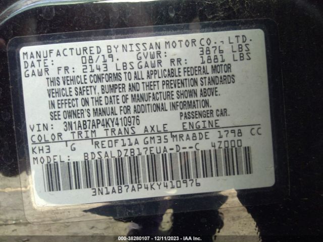 Photo 8 VIN: 3N1AB7AP4KY410976 - NISSAN SENTRA 