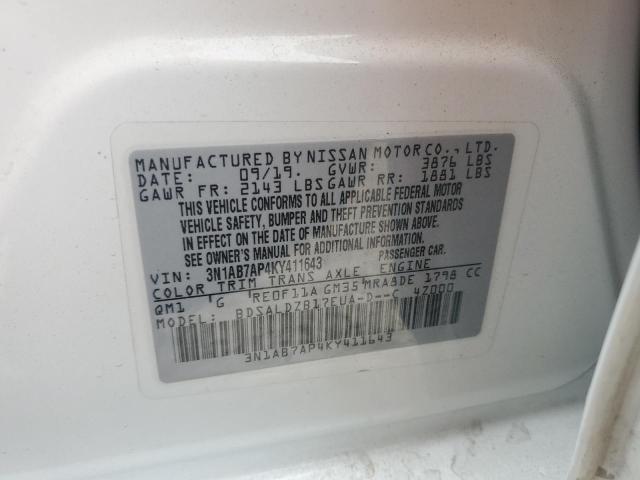 Photo 11 VIN: 3N1AB7AP4KY411643 - NISSAN SENTRA S 