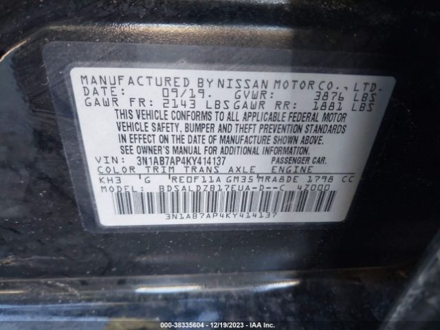 Photo 8 VIN: 3N1AB7AP4KY414137 - NISSAN SENTRA 